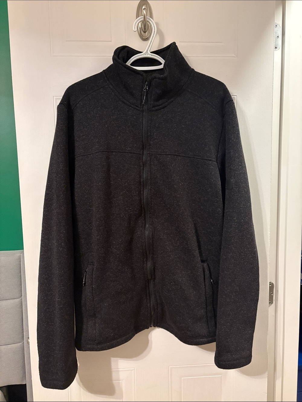 Men's Full-Zip Black Knit Sweater Jacket